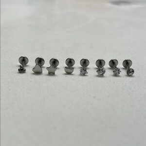Silver Stud Nose Ring Set